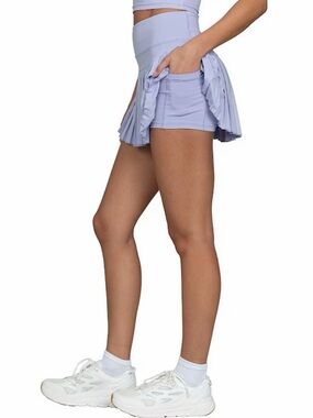Goldhinge Lilac Workout Matching Pleated Skort and Ruched Top Set, XS